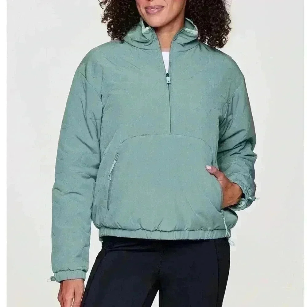 AVALANCHE half zip waterproof women pullover size L in green EUC